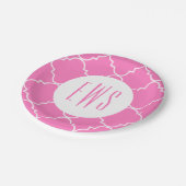 Chic Quatrefoil Monogram Party Borden Papieren Bordje (Gekanteld)