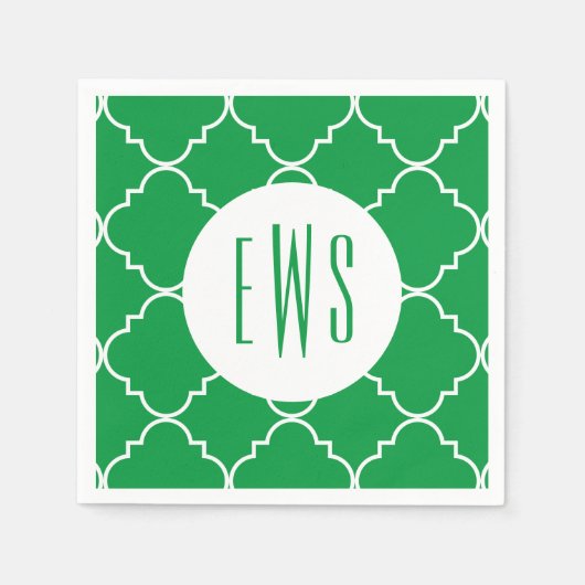 Chic Quatrefoil Monogram Party Napkins Servet (Voorkant)