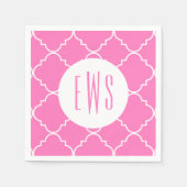 Chic Quatrefoil Monogram Party Napkins Servet (Voorkant)