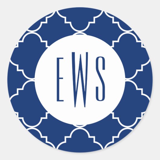Chic Quatrefoil Monogram Stickers (Voorkant)