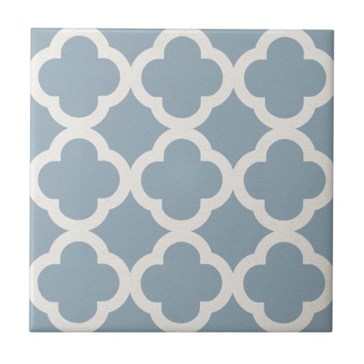 Chic Quatrefoil Patroon in Blauw op Canvas Kijk Tegeltje (Voorkant)