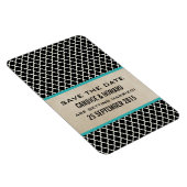 Chic Quatrefoil Save the Date Magnet, Aqua Magneet (Rechterzijde)