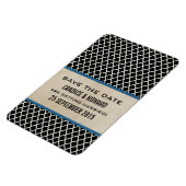 Chic Quatrefoil Save the Date Magnet, Blue Magneet (Linkerzijde)