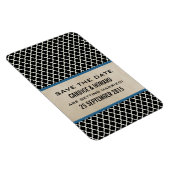 Chic Quatrefoil Save the Date Magnet, Blue Magneet (Rechterzijde)