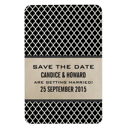 Chic Quatrefoil Save the Date Magnet, Grey Magneet (Verticaal)