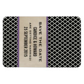 Chic Quatrefoil Save the Date Magnet, Paars Magneet (Horizontaal)