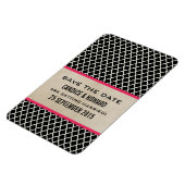 Chic Quatrefoil Save the Date Magnet, Roze Magneet (Linkerzijde)