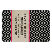 Chic Quatrefoil Save the Date Magnet, Roze Magneet (Horizontaal)
