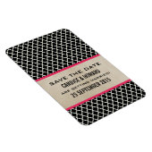 Chic Quatrefoil Save the Date Magnet, Roze Magneet (Rechterzijde)