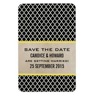 Chic Quatrefoil Save the Date Magnet, Yellow Magneet