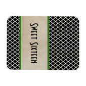 Chic Quatrefoil Sweet 16 Magnet, Green Magneet (Horizontaal)