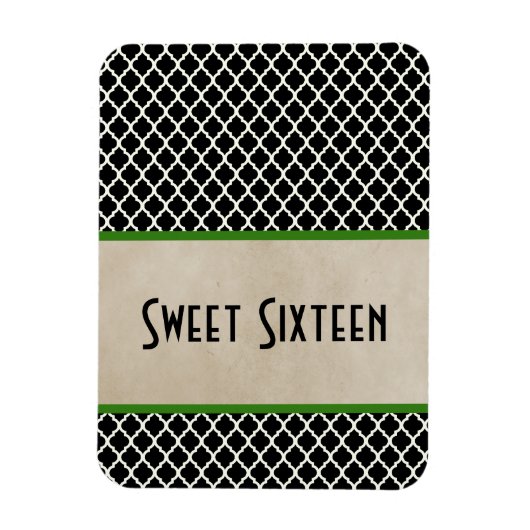 Chic Quatrefoil Sweet 16 Magnet, Green Magneet (Verticaal)