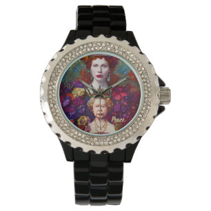 Chic Queen Elizabeth II Royal Blue en Red Horloge