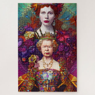 Chic  Queen Elizabeth II Royal Blue en Red Legpuzzel