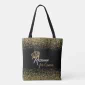 Chic Queen Name Crown Gold Glitter Tote Bag (Achterkant)