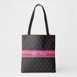 Chic Quilted Pink Black Colorful Personated Tote Bag