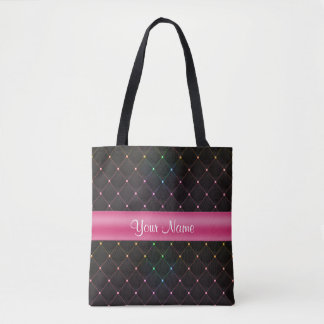 Chic Quilted Pink Black Colorful Personated Tote Bag