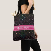 Chic Quilted Pink Black Colorful Personated Tote Bag (Dichtbij)