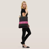 Chic Quilted Pink Black Colorful Personated Tote Bag (Op model)