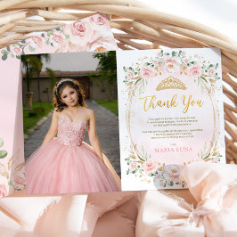 Chic Quinceañera 15e verjaardag Hartelijk dank Kaart