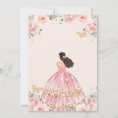 Chic Quinceañera Blush Pink Floral Gold Princess Kaart (Achterkant)