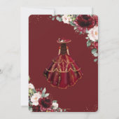 Chic Quinceañera Burgundy Blush Floral Charro Gold Kaart (Achterkant)