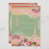 Chic Quinceañera Eiffel Tower en Chandelier Kaart (Voorkant / Achterkant)