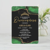 Chic Quinceañera Emerald Green Agate Marble Kaart (Staand voorkant)