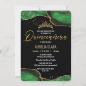 Chic Quinceañera Emerald Green Agate Marble Kaart (Voorkant)