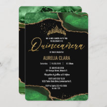 Chic Quinceañera Emerald Green Agate Marble