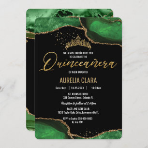 Chic Quinceañera Emerald Green Agate Marble Kaart