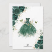 Chic Quinceañera Emerald Green Floral Butterfly Kaart (Achterkant)