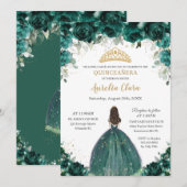 Chic Quinceañera Emerald Green Floral Princess Kaart (Voorkant / Achterkant)