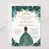 Chic Quinceañera Emerald Green Floral Princess Kaart (Voorkant)