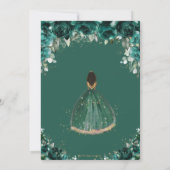Chic Quinceañera Emerald Green Floral Princess Kaart (Achterkant)