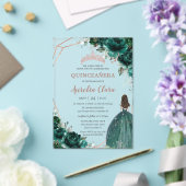 Chic Quinceañera Emerald Green Floral Roos Gold Acryl Uitnodigingen (Insitu (Huwelijk))