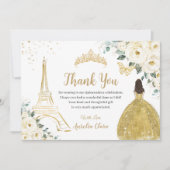 Chic Quinceañera Ivory Floral Paris 16e verjaardag Bedankkaart (Voorkant)