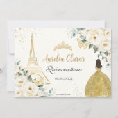 Chic Quinceañera Ivory Floral Paris 16e verjaardag Bedankkaart (Achterkant)