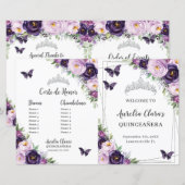 Chic Quinceañera Paars Floral Butterflies Programm (Voorkant / Achterkant)
