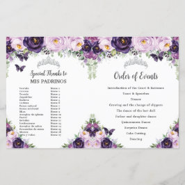 Chic Quinceañera Paars Floral Butterflies Programm