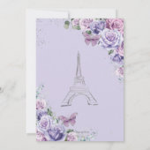 Chic Quinceañera Paars Floral Paris Eiffel Silver Kaart (Achterkant)