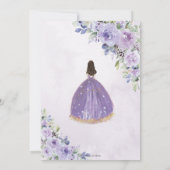 Chic Quinceañera Paarse Lila Floral Princess Kaart (Achterkant)