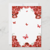 Chic Quinceañera Red Floral Rozen Princess Tiara Kaart (Achterkant)