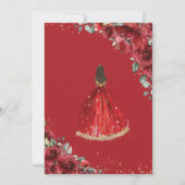 Chic Quinceañera Red Flowers Floral Brown Princess Kaart (Achterkant)