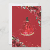 Chic Quinceañera Red Roses Flowers Floral Princess Kaart (Achterkant)