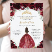 Chic Quinceañera Rich Burgundy Red Floral Princess Kaart