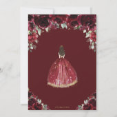 Chic Quinceañera Rich Burgundy Red Floral Princess Kaart (Achterkant)