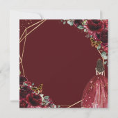 Chic Quinceañera Rich Burgundy Red Floral Tiara Kaart (Achterkant)