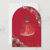 Chic Quinceañera Rode Bloemen Rozen Princess Arch Kaart (Achterkant)