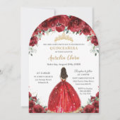 Chic Quinceañera Rode Bloemen Rozen Princess Arch Kaart (Voorkant)